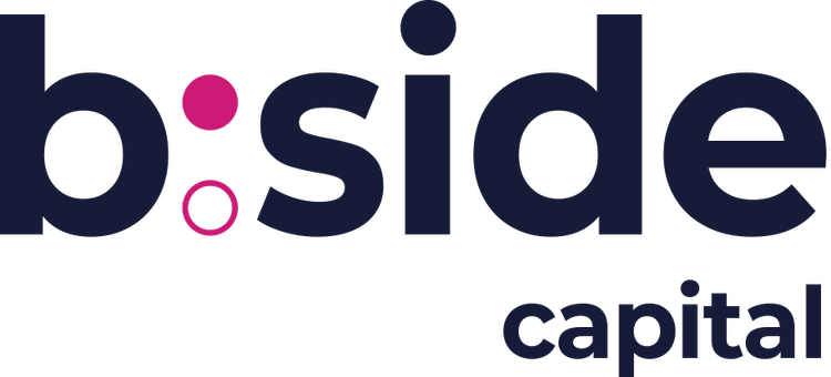 Bside Capital logo, dark blue text with pink dots.
