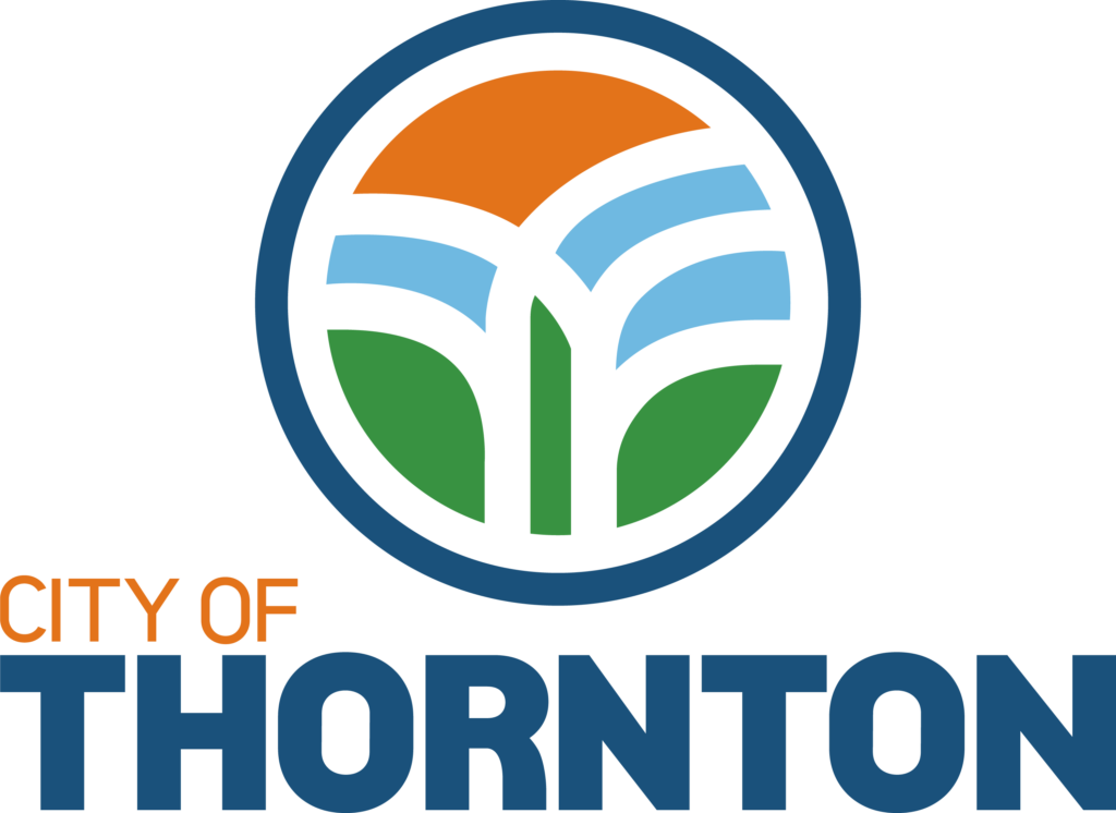 City of Thornton logo with colorful abstract landscape design